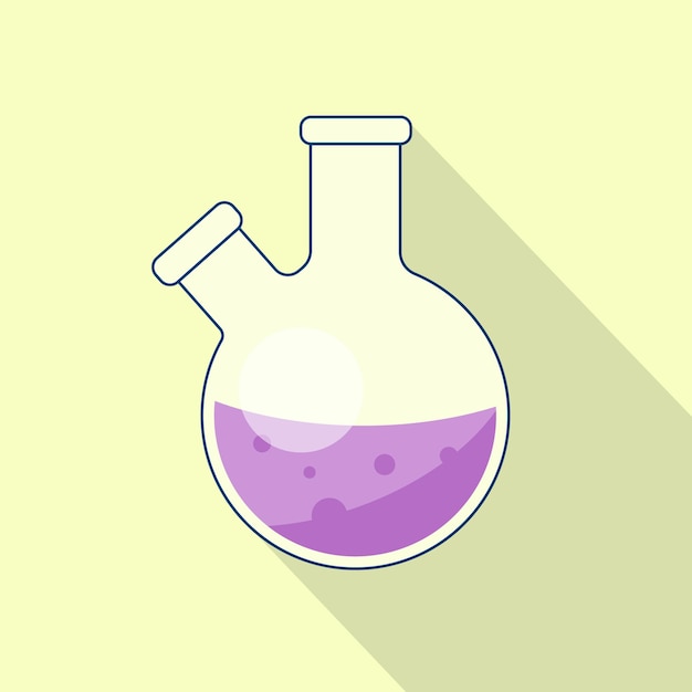 Obras de vidrio de laboratorio de frasco químico con líquido Ilustración con una larga sombra