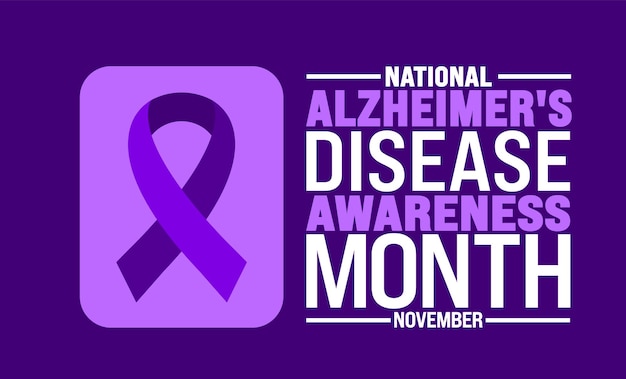 Se observa el fondo o la plantilla de diseño de la pancarta del Mes Nacional de Concienciación sobre la Enfermedad de Alzheimer