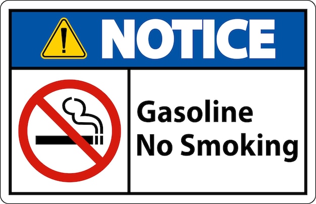 Observe el letrero de gasolina No se puede fumar en fondo blanco
