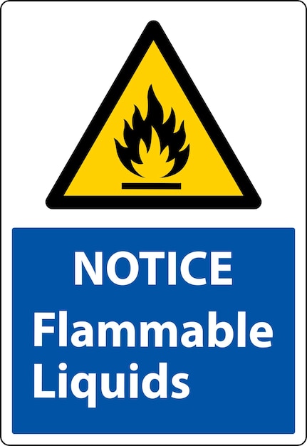 Observe las señales de líquidos inflamables en fondo blanco