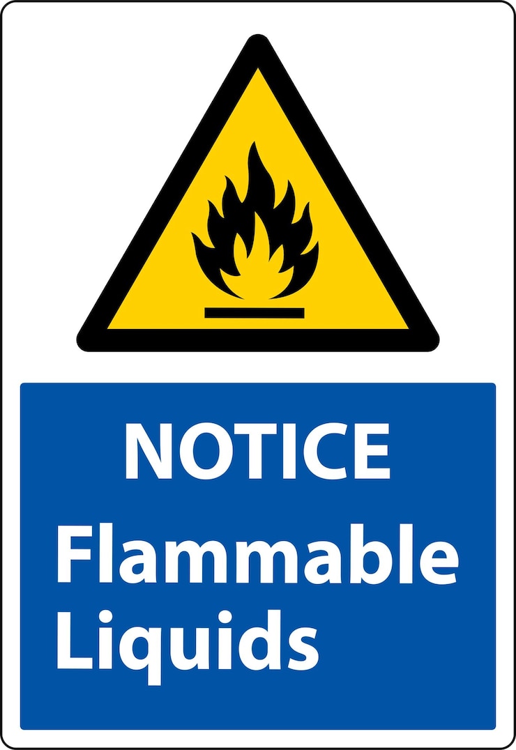 Vector observe las señales de líquidos inflamables en fondo blanco