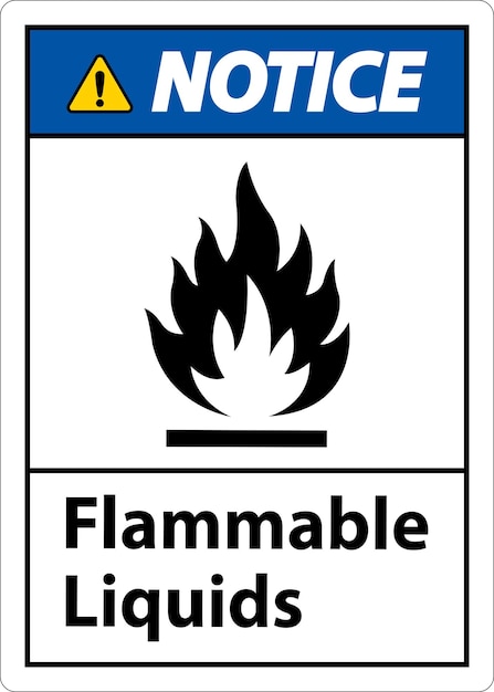 Observe las señales de líquidos inflamables en fondo blanco
