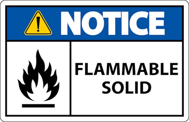 Observe las señales de peligro sólido inflamable sobre fondo blanco