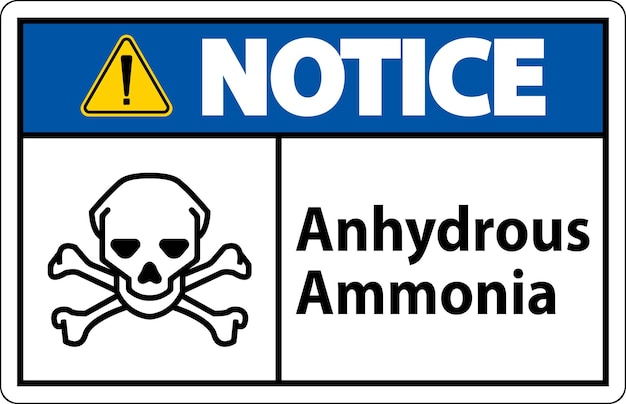 Observe el signo de amoníaco anhidro en fondo blanco