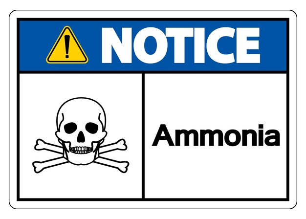 Observe el signo del símbolo de amoníaco en fondo blanco
