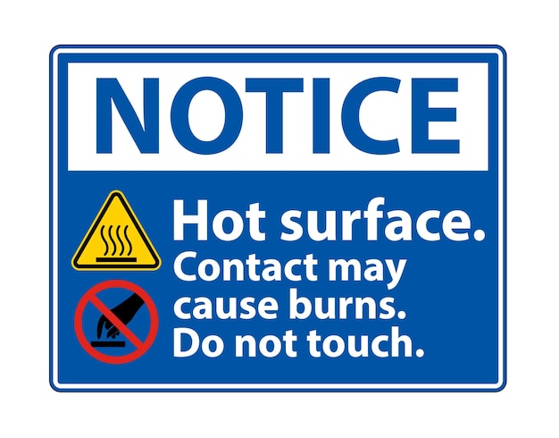 Observe la superficie caliente No toque el símbolo de señal aislado en fondo blanco Ilustración vectorial