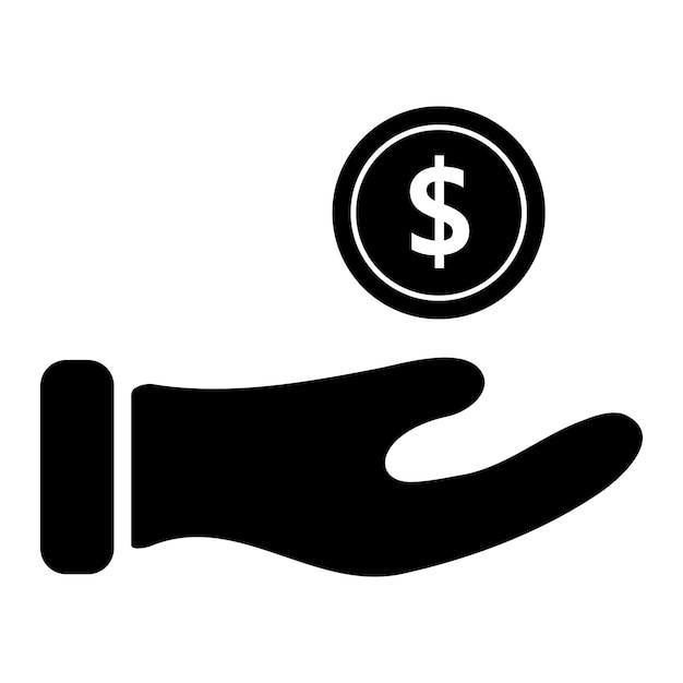 obtener dinero de la mano moneda dólar ilustración vectorial simple