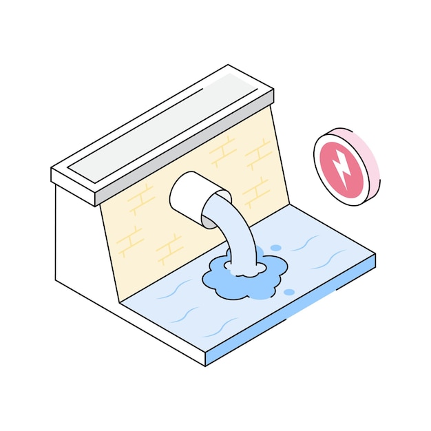Obtener este icono isométrico de la presa de energía hidroeléctrica fácil de editar