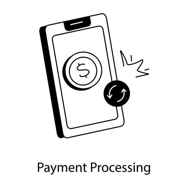 Vector obtener este icono de línea de procesamiento de pago