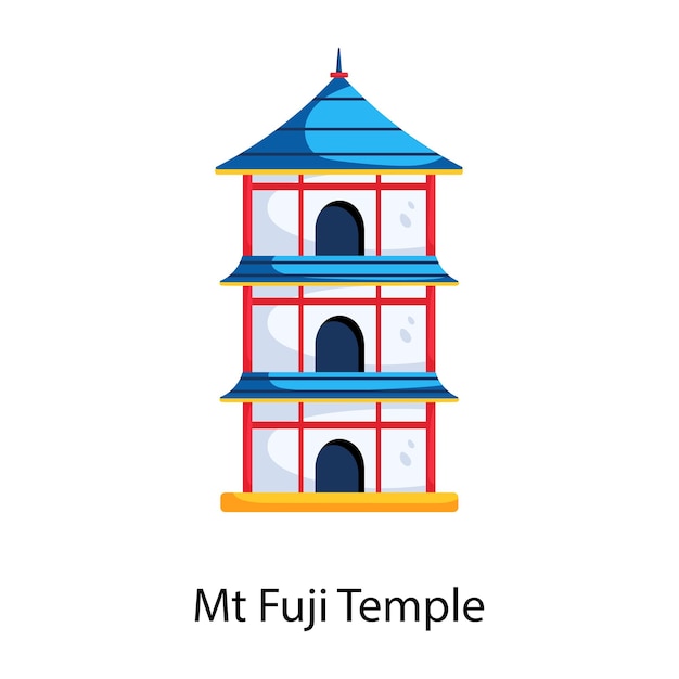 Vector obtener icono plano del templo del monte fuji