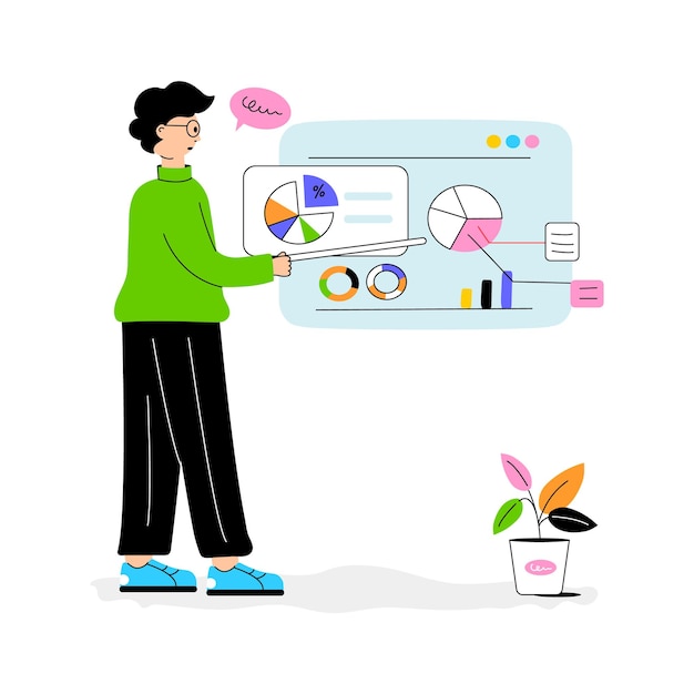 Obtener esta increíble ilustración plana de la presentación de negocios