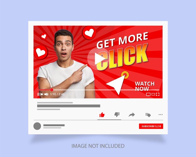 Para obtener más información, haga clic en la plantilla de diseño de miniaturas de YouTube con color de gradiente rojo