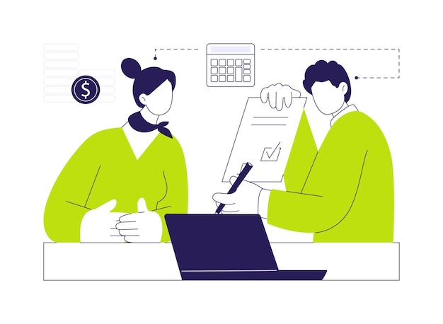 Obtener préstamo de consolidación de deudas concepto abstracto ilustración vectorial mujer de negocios seria pedir dinero prestado