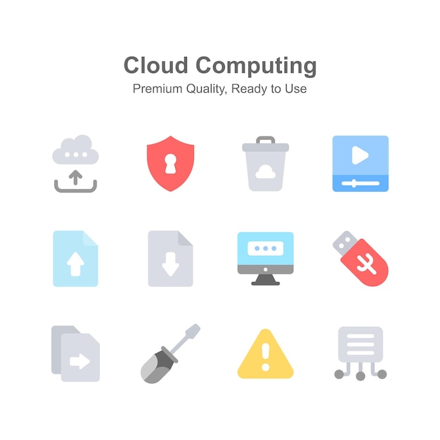 Obtener su mano en hermosamente diseñados iconos de computación en la nube listo para usar vectores
