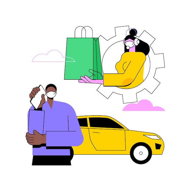 Obtener suministros sin salir de la ilustración de vector de concepto abstracto de coche
