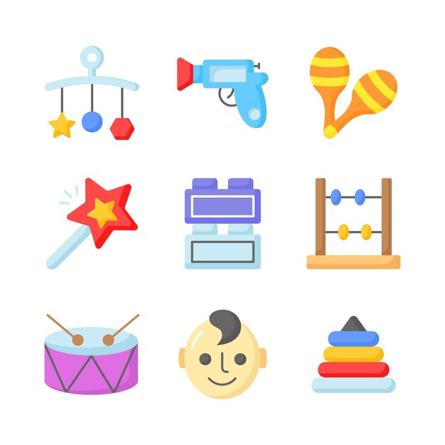 Obtener sus manos en este hermoso diseño de juguetes iconos listo para usar vectores