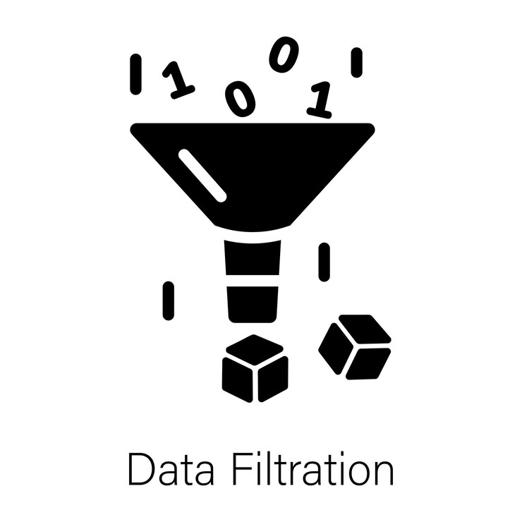 Vector obtener sus manos en el icono sólido de filtración de datos