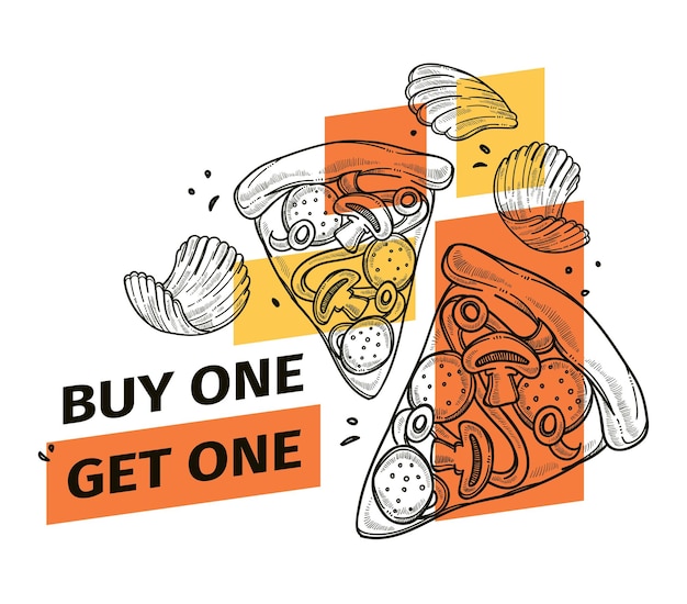 Obtenga uno compre otro gratis promoción de pizzería