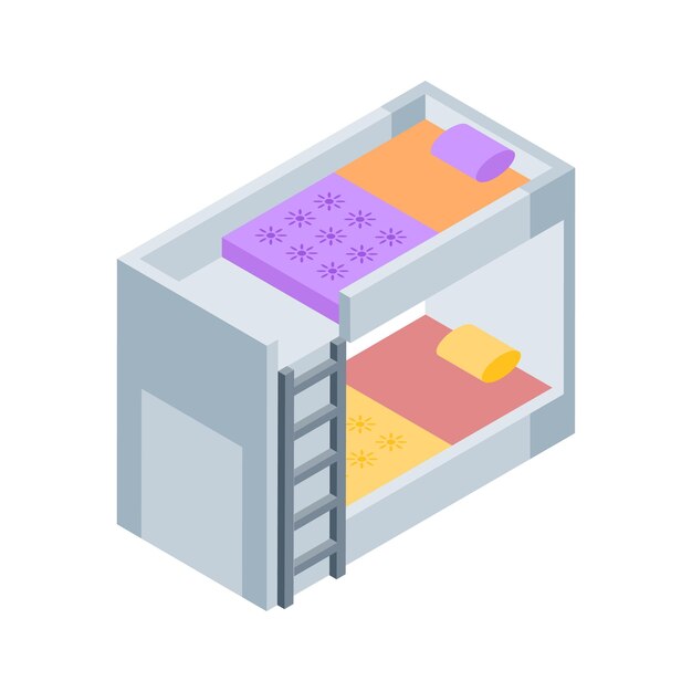 Obtenga este icono isométrico que muestra la estructura de la cama de literas