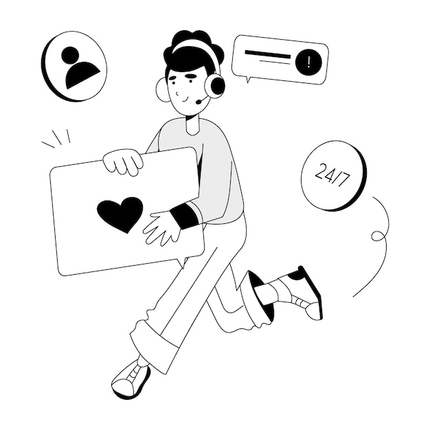 Obtenga esta ilustración dibujada a mano del servicio de chat