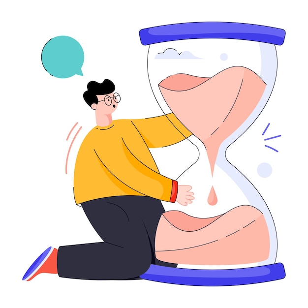 Obtenga una ilustración plana del reloj de arena