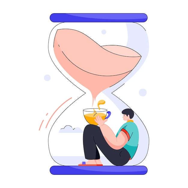 Obtenga una ilustración plana del reloj de arena
