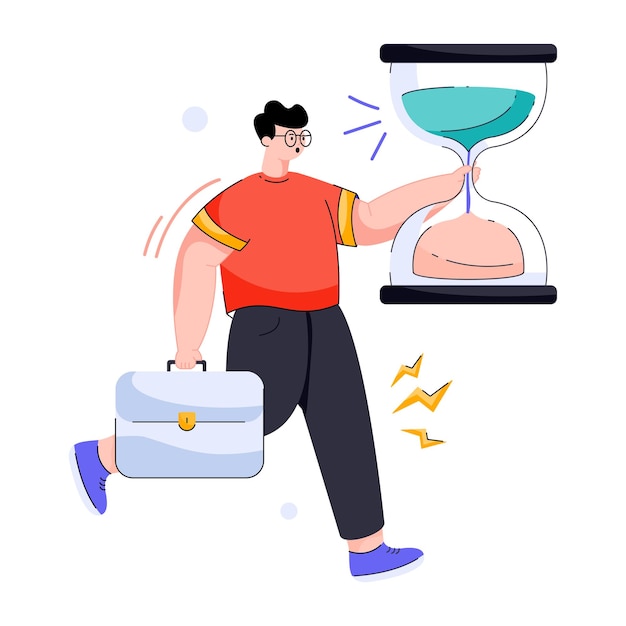 Obtenga una ilustración plana del reloj de arena
