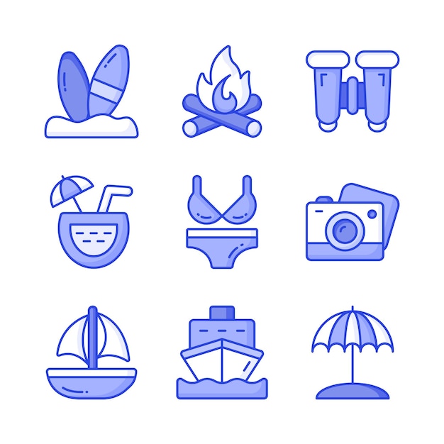 Obtenga sus manos en este cuidadosamente elaborado conjunto de vectores de viaje y verano