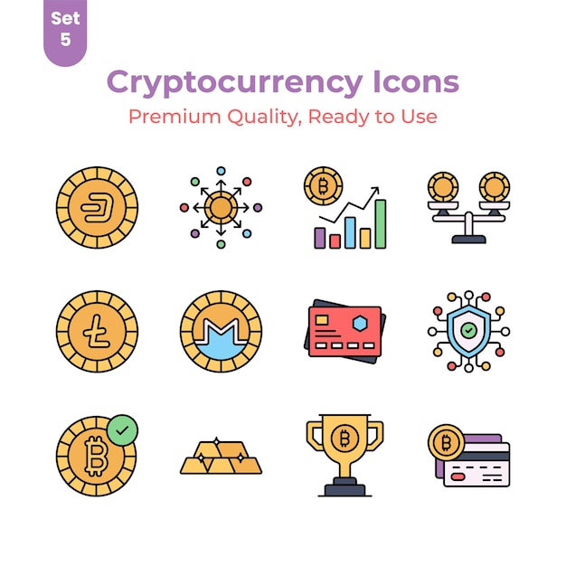 Obtenga sus manos en este increíble conjunto de vectores de criptomoneda listo para su descarga premium