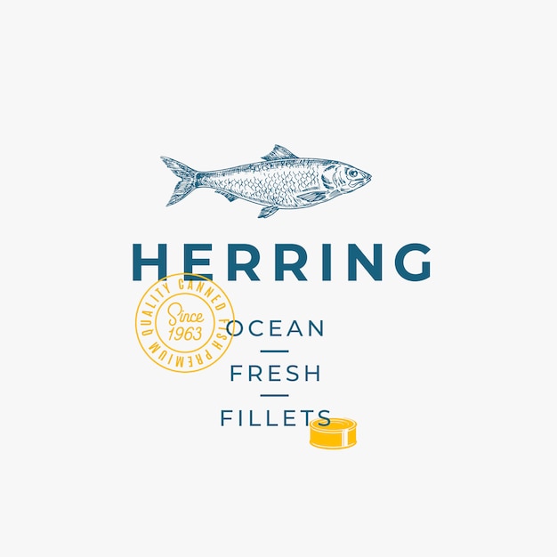 Ocean Fresh Fillets Resumen Vector de señal, símbolo o logotipo de la plantilla.