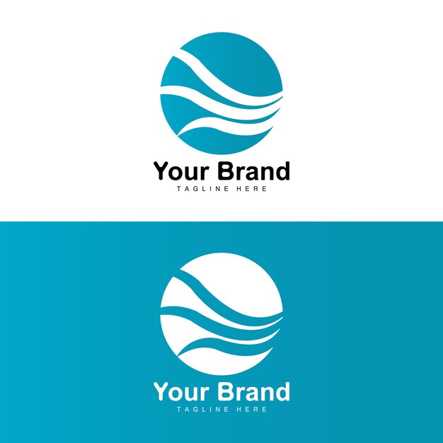 Ocean Wave Logo Diseño de onda de agua Diseño de marca Vector