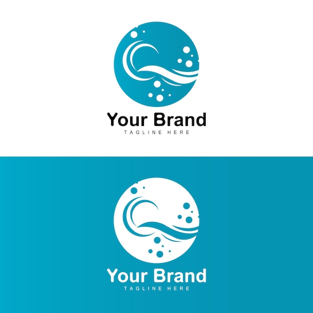 Ocean Wave Logo Diseño de onda de agua Diseño de marca Vector