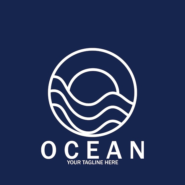 Ocean wave sun vector logo icono vector ilustración plantilla diseño