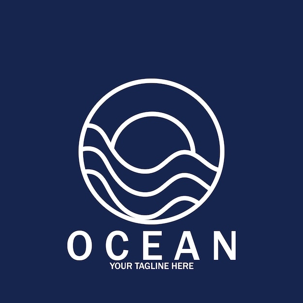 Vector ocean wave sun vector logo icono vector ilustración plantilla diseño