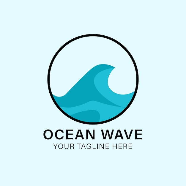 Vector ocean wave vintage logo icono y símbolo vector ilustración diseño