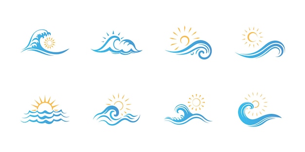 Ocean Waves and Sun Logos