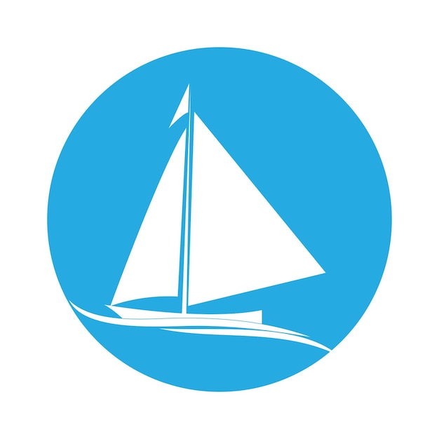 Océano crucero lineal barco silueta simple lineal logovector