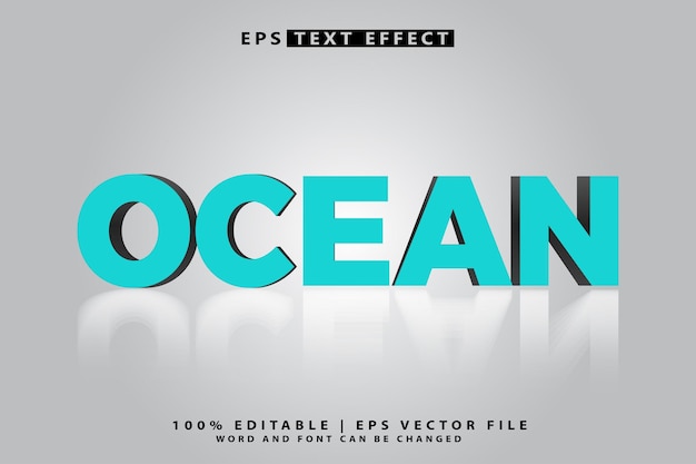 océano estilo de efecto de texto editable en 3D