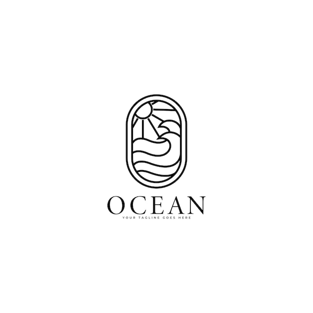 el océano onda puesta de sol vector logotipo icono símbolo diseño ilustración minimalista