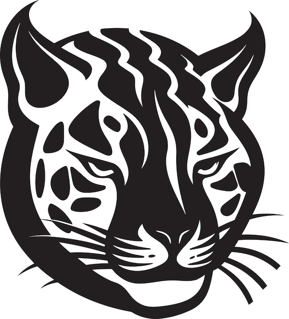 Ocelots Gaze Negro Vector Logo Onyx Susurros Icono de Ocelot en el Vector