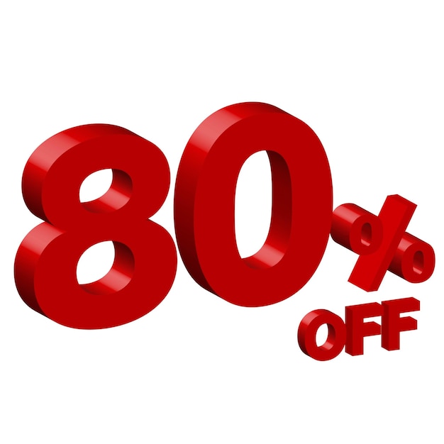 ochenta 80 por ciento de ilustración vectorial 3d