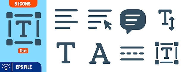 Ocho íconos de alineación de texto Diseño y edición de símbolos para desarrollo web y de aplicaciones