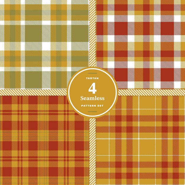 Ochre Copper Beige and Burnt Red seamless pattern set of 4