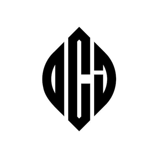 OCJ diseño de logotipo de letras circulares con forma de círculo y elipse OCJ letras elípticas con estilo tipográfico Las tres iniciales forman un logotipo de círculo OCJ Emblema de círculo Monograma Abstracto Carta Marca Vector