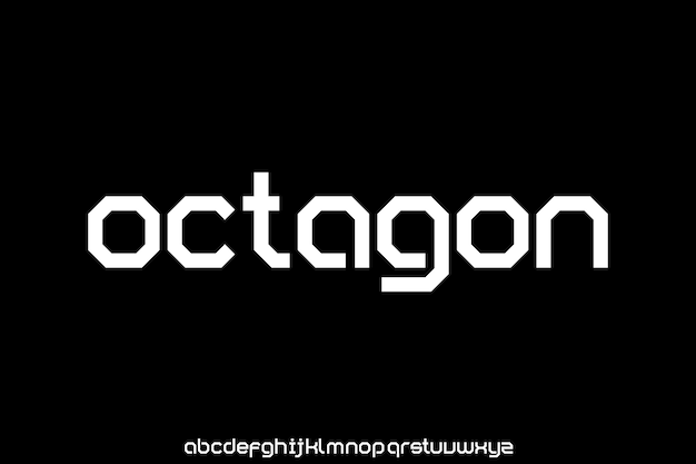 octágono fuente geométrica alfabeto conjunto pantalla tipografía