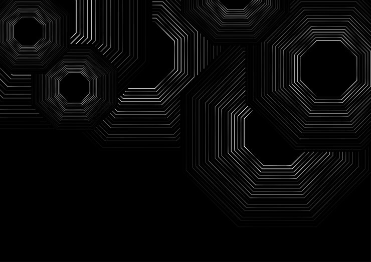 Vector octagonos lineales mínimos metálicos grises fondo tecnológico futurista abstracto