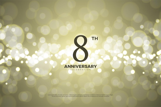 Octavo aniversario con fondo de lámina de oro
