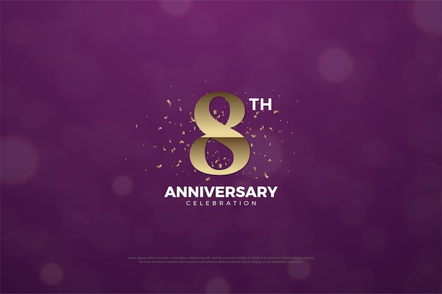 Octavo aniversario con números marrones