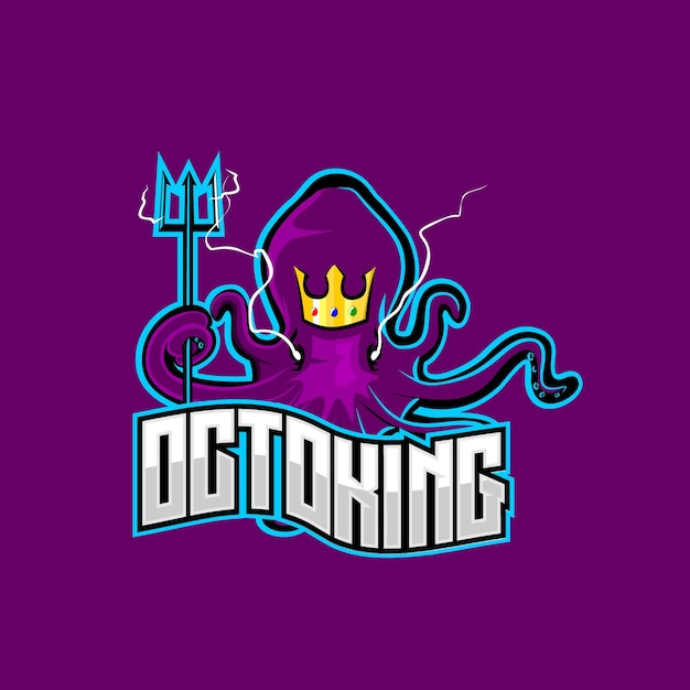 Vector octoking mascot badge vector logo perfecto para la industria del deporte y los deportes electrónicos