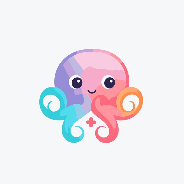 Vector octopus lindo ilustración vectorial colorida en estilo plano